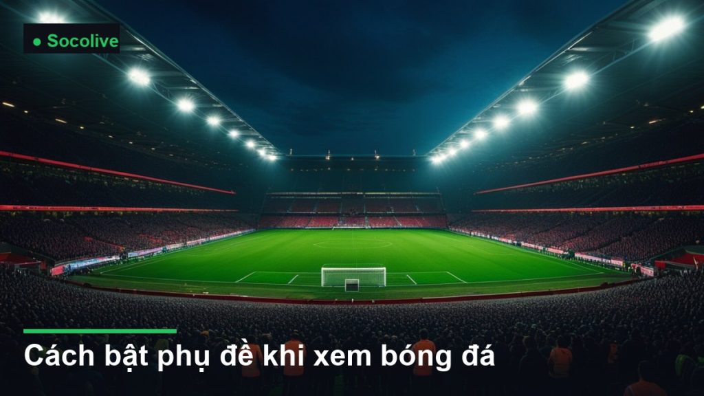sân vận động bóng đá về đêm dưới ánh đèn pha - cách bật phụ đề khi xem bóng đá