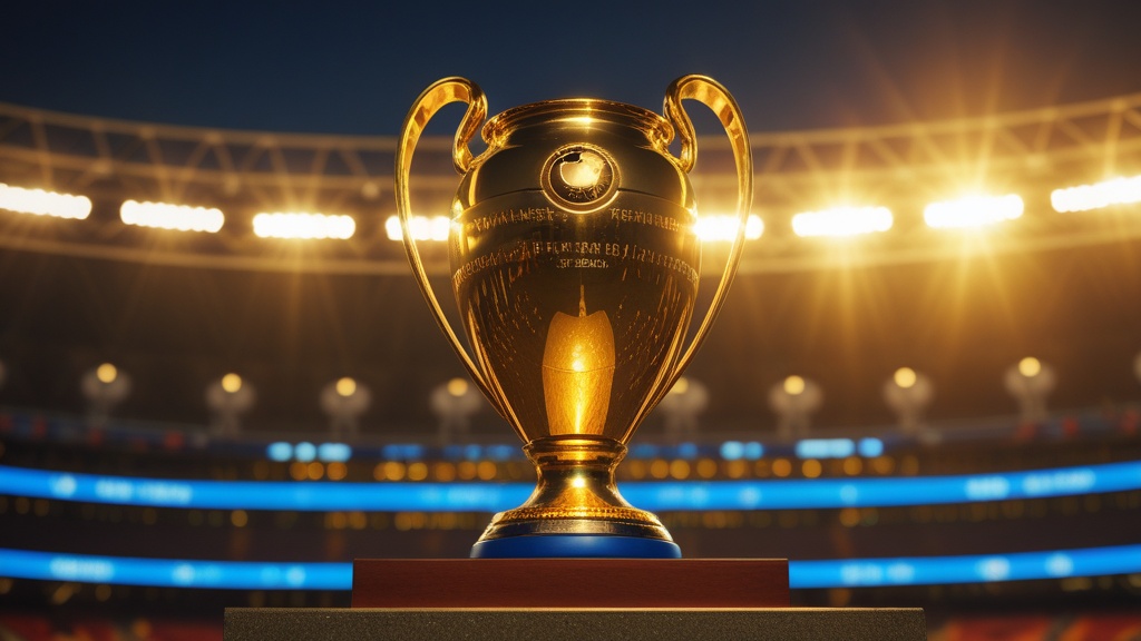 Cúp vô địch World Cup được đặt trang trọng trên sân cỏ trước trận đấu